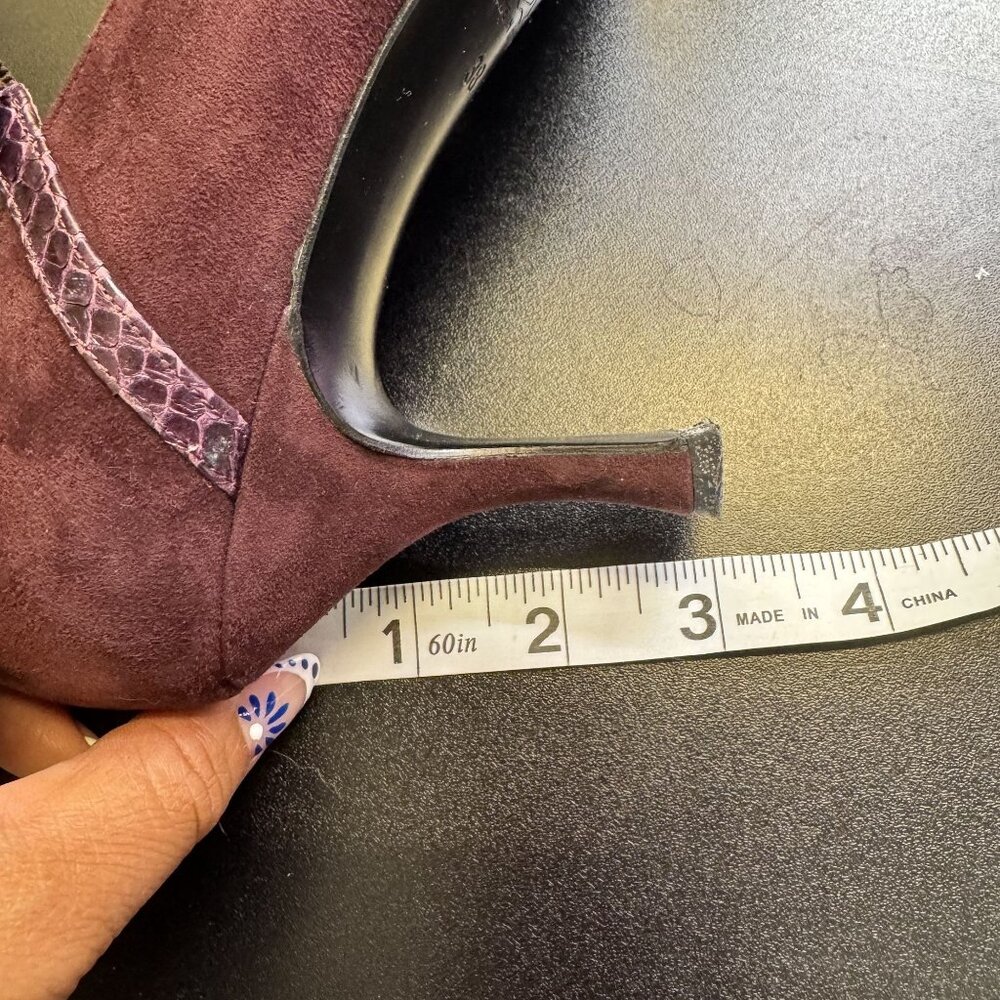 Fragiacomo Italy Burgundy Suede Strap Heels Pumps Size 38 Made in Italy - Picture 6 of 6